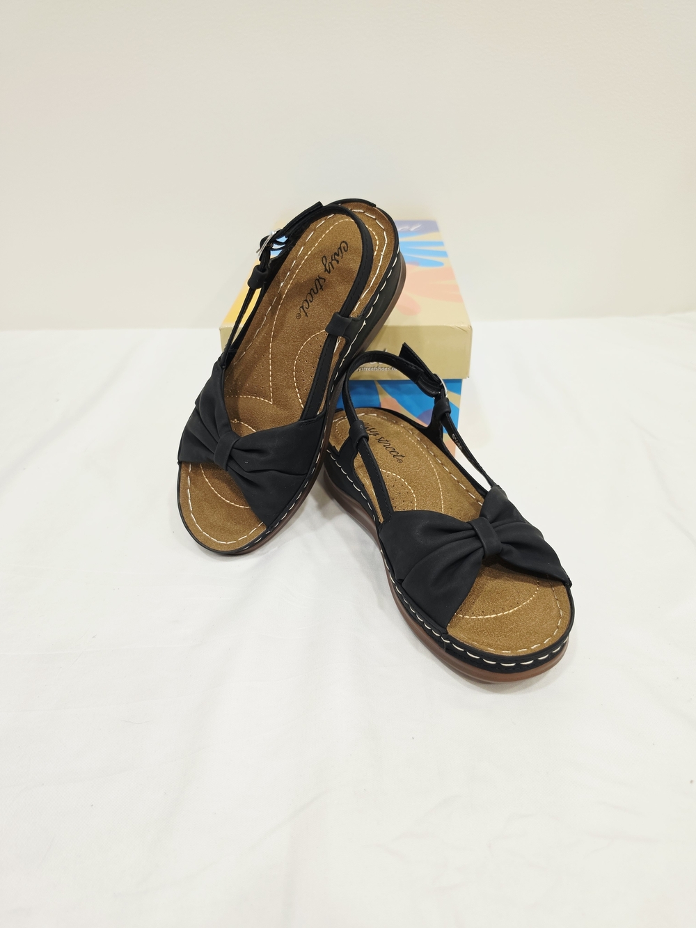 easy street Black Jupiter Knot-Front Slingback Sandals